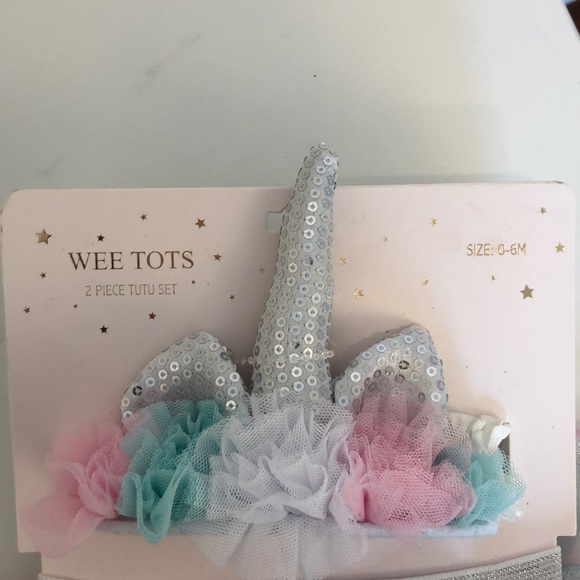 NWT wee tots 2 piece set with shoes unicorn  0-6M - Picture 4 of 7